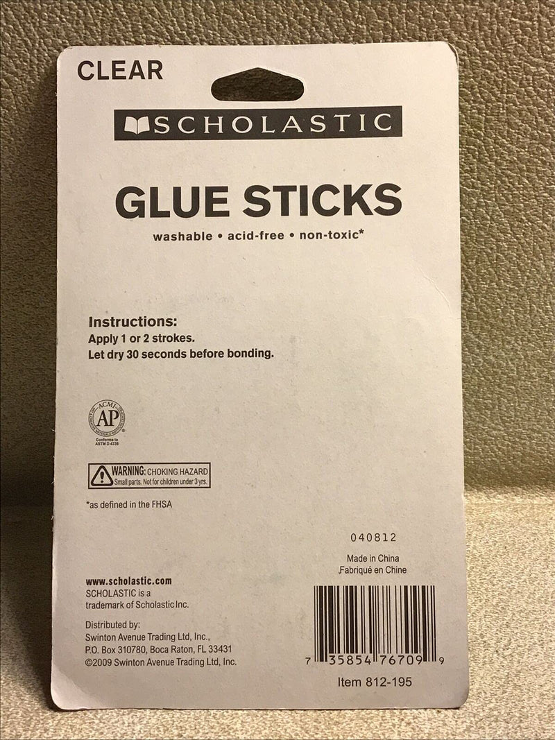 Scholastic Glue Sticks, 0.32 Oz, Clear, Pack of 4