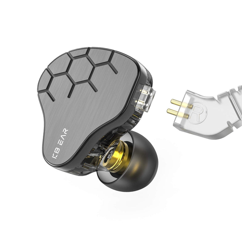 KBEAR Lark in Ear Headphone 1BA 1DD, KINBOOFI Musician HiFi IEM in Ear Monitor with 2 pin Cable for Musician Church (Lark Gray, No Mic)… No Microphone Grey