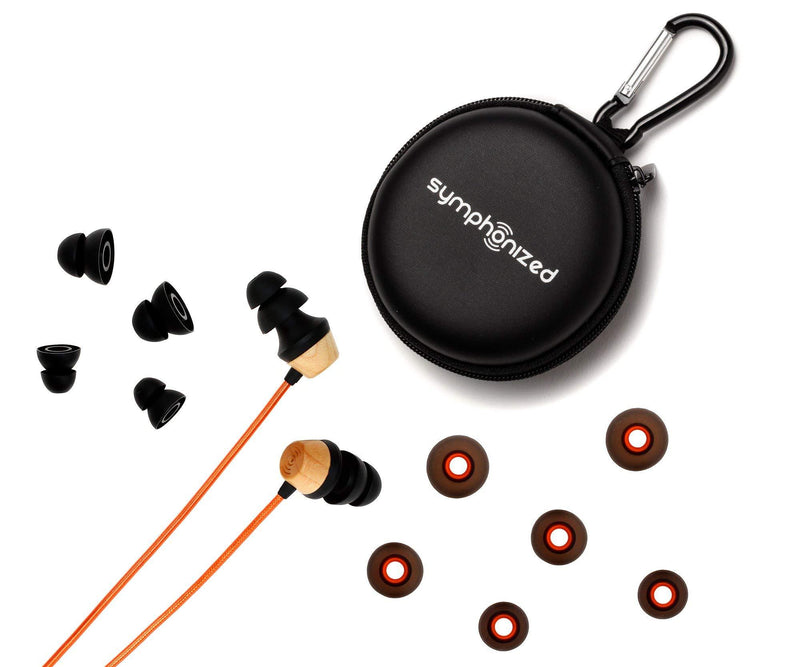 Symphonized ALN 2.0 Premium Genuine Wood in-Ear Noise-isolating Headphones, Earbuds, Earphones with Innovative Shield Technology Cable and Mic (Metallic Orange) Metallic Orange