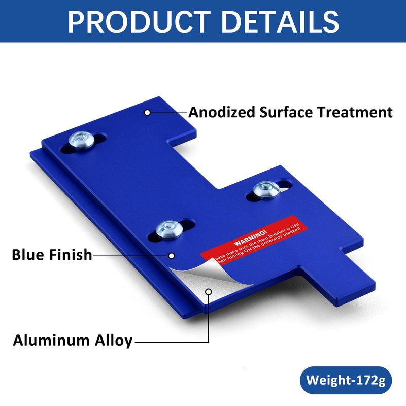 LATING Anodized Generator Interlock Kit for General Electric with a Single Vertical Throw Main Panels, 2 1/2 Inches Spacing, Blue