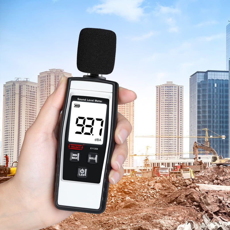 XinJiaYi Decibel Meter, Portable db Meter (Sound Level Meter), Digital Noise Meter, Range 30-130 dB(A) dB Meter, Noise Level Sound Monitor Tester Gray