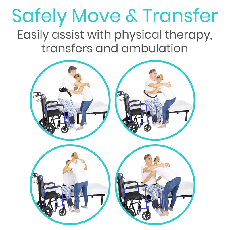Vive Transfer Belt with Handles - Medical Nursing Safety Gait Patient Assist - Bariatric, Pediatric, Elderly, Handicap, Occupational & Physical Therapy - PT Gate Strap Quick Release Metal Buckle