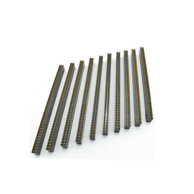 ZYAMY 10pcs 2.54mm 80Pin Female Socket Pin Header Strip 2x40P Dual Row Straight Female Socket Pin Header Strip Connector Black