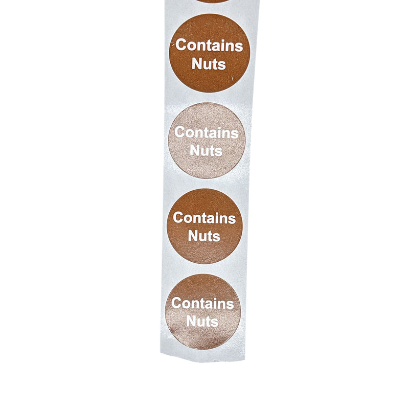 Contains Nuts Food Allergen Labeling Stickers, 1 Inch Round [500 Labels per Roll]