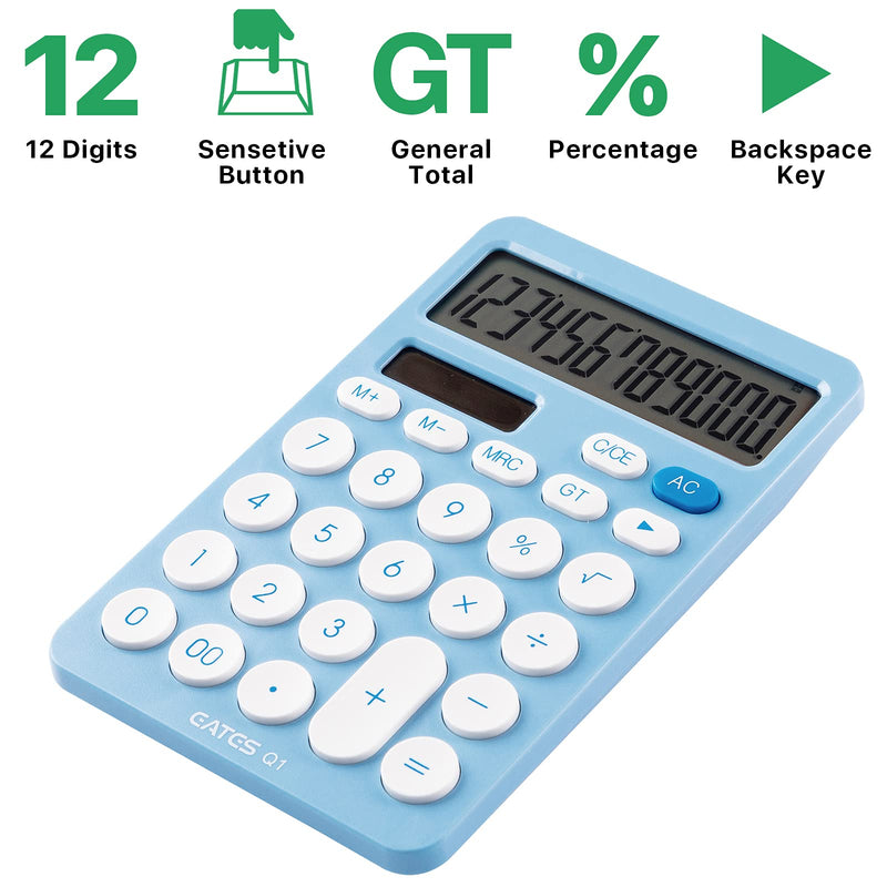 JAWOO Standard Calculator Electronics Calculators with Big Button 12 Digit (Q1blue) Q1blue