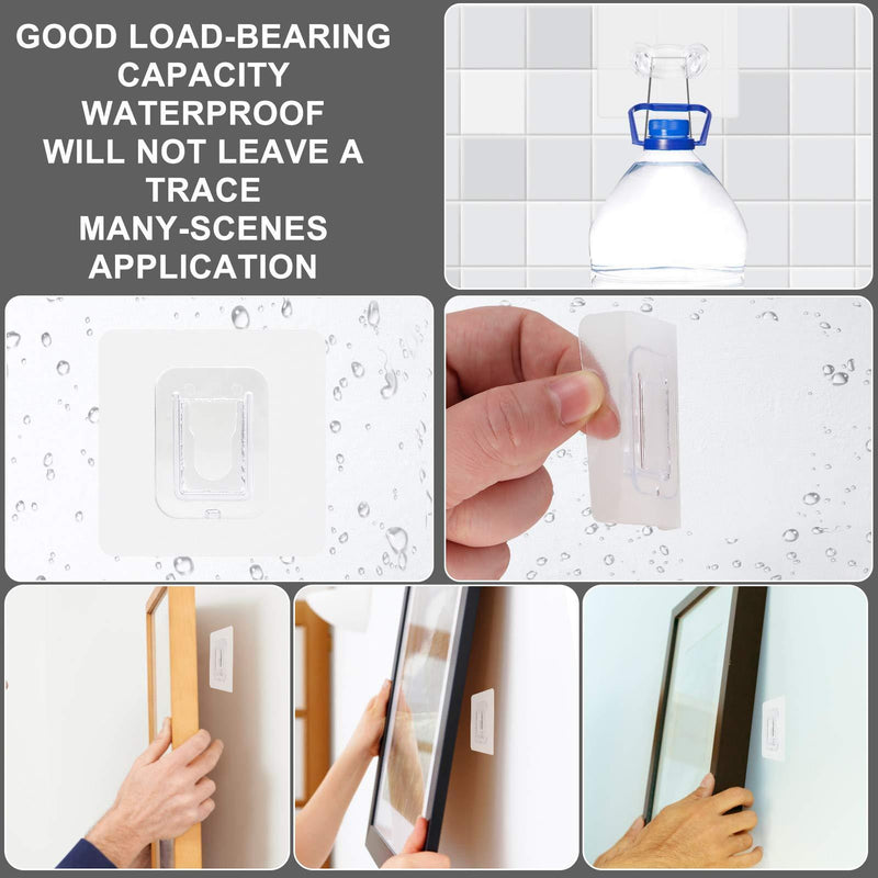 Double Sided Adhesive Wall Hooks|20 Pairs Double-Sided Wall Hook+4 Pairs Wall Plug Holder|13.2lb(Max) Sticky Hooks| Wall Hooks Heavy Duty, Hanging Hooks for Bathroom Kitchen Home