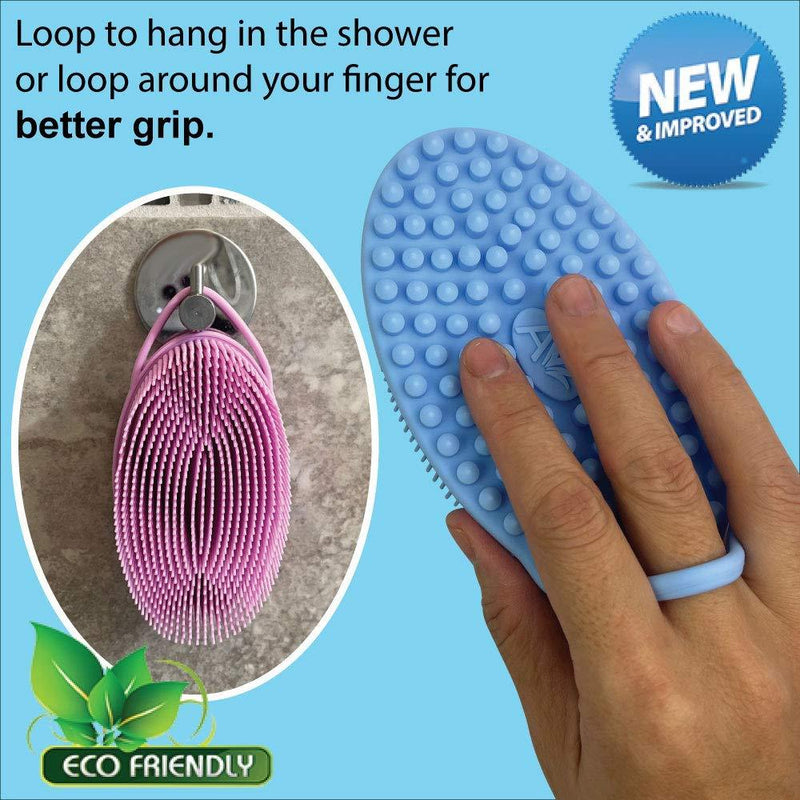 Avilana Exfoliating Silicone Body Scrubber Easy to Clean, Lathers Well, Long Lasting, And More Hygienic Than Traditional Loofah (Blue) Blue