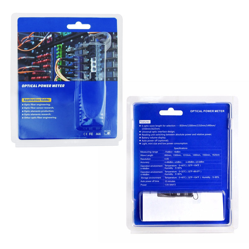 OPM Optical Power Meter Digital Power Factor Meter, -70~6dBm with 6 Optic Wave Length, Portable Fiber Optic Cable Tester with FC converter for FC/SC/ST