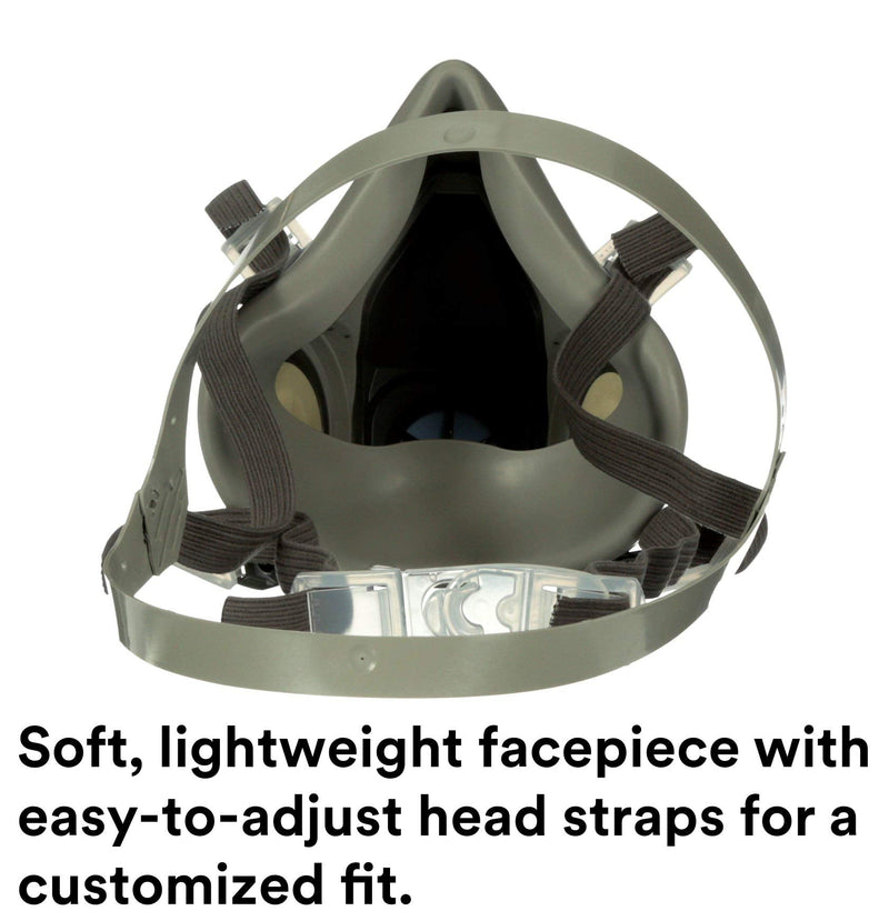 3M Half Facepiece Reusable Respirator 6200, Gases, Vapors, Dust, Paint, Cleaning, Grinding, Sawing, Sanding, Welding, Adjustable Headstraps, Bayonet Connection, Medium