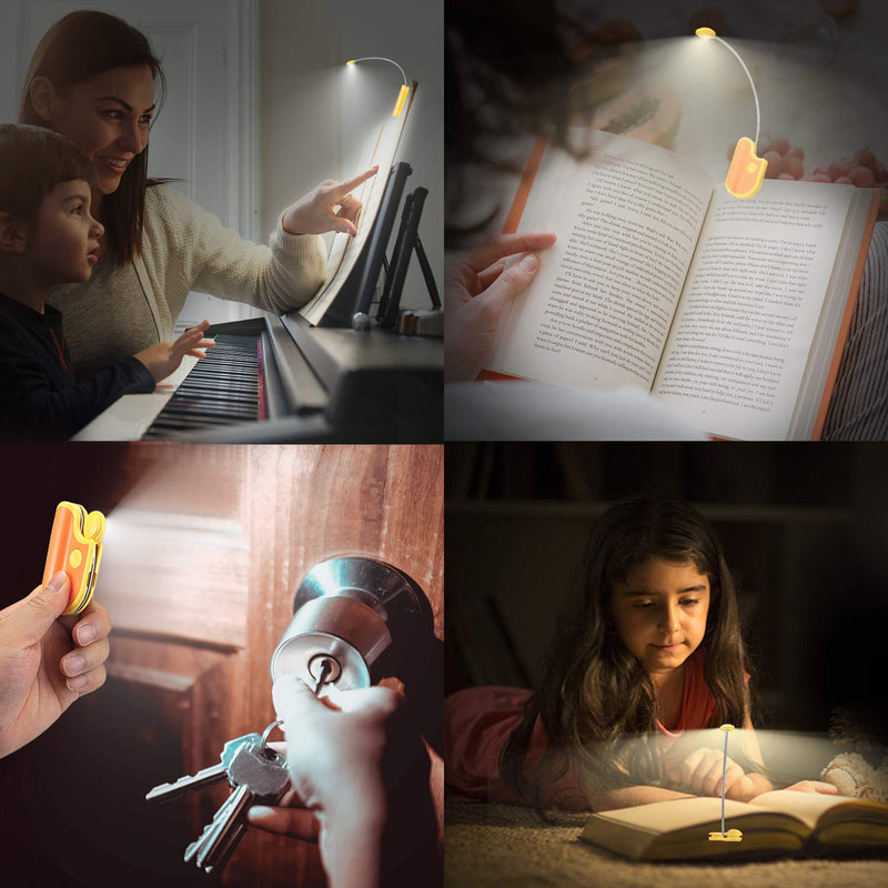 Rechargeable Book Reading Light for Kids,3 Lighting Modes Reading Light for Books in Bed,Clip-On Book Night Light for Bed with Flexible Gooseneck,Portable Bookmark Light with Dimmable for Bookworms Yellow