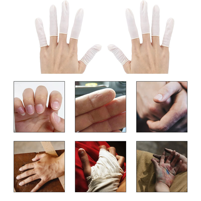 300 Pcs Fingertips Protective Finger Cots Small Finger Cots White Disposable Finger Rubber Tips for Injured Finger,Cracked Finger,Sports