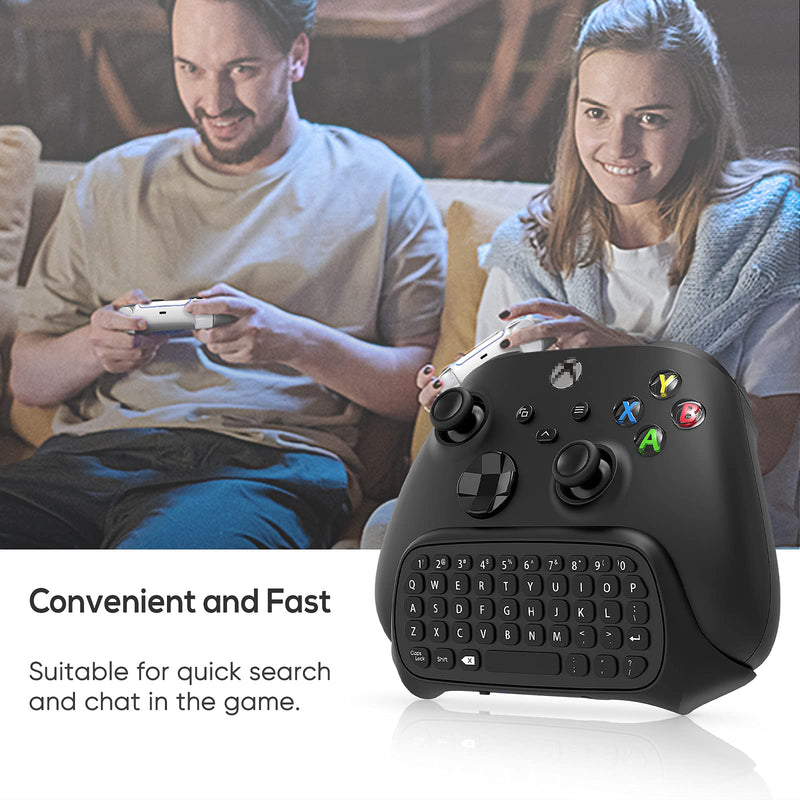 Controller Keyboard for Xbox Series X/ S/ for Xbox One/ One S, Wireless Bluetooth Gaming Chatpad Keypad with USB Receiver, Built-in Speaker & 3.5mm Audio Jack for Xbox Series X/ S/ One/ One S, Black