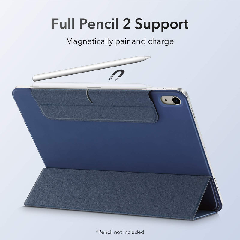 ESR Magnetic Case for iPad Air 4 2020 10.9 Inch/iPad Pro 11 2018 [Convenient Magnetic Attachment] [Trifold Smart Case] [Auto Sleep/Wake Cover] Rebound Series, Navy Blue