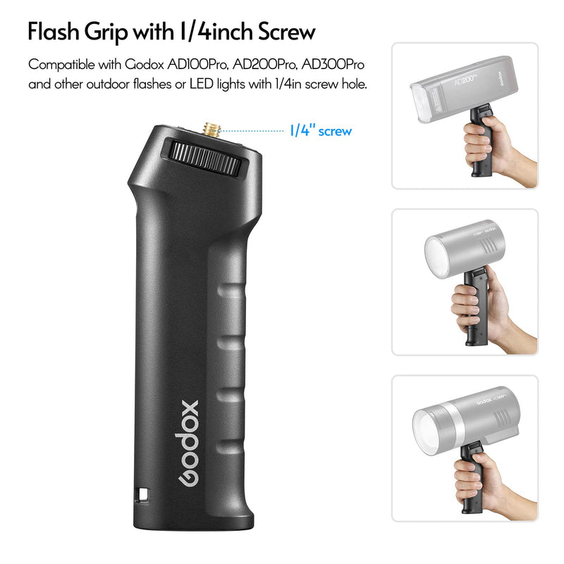 Godox FG-100 Flash Grip Camera Speedlite Hand Grip Flash Handle with 1/4inch Screw Compatible with Godox AD100pro AD200pro AD300pro and Other Flash LED Light with 1/4inch Threaded Hole