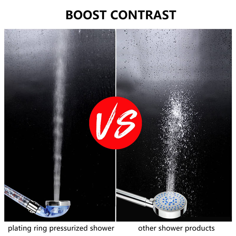 Shower Head with Hose and Hose Holder, 59 inches Expandable Shower Hose Extra Long for Bathing Toilet Cleaning, Leakproof Flexible Shower Hose Extension for shower head, Adjustable Shower Hose Holder Blue With Hose & Holder