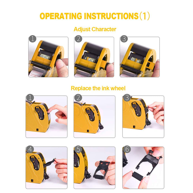 ASIBT MX5500 EOS Yellow 8 Digits Pricing Gun Kit with 7,000 Labels & Spare Ink