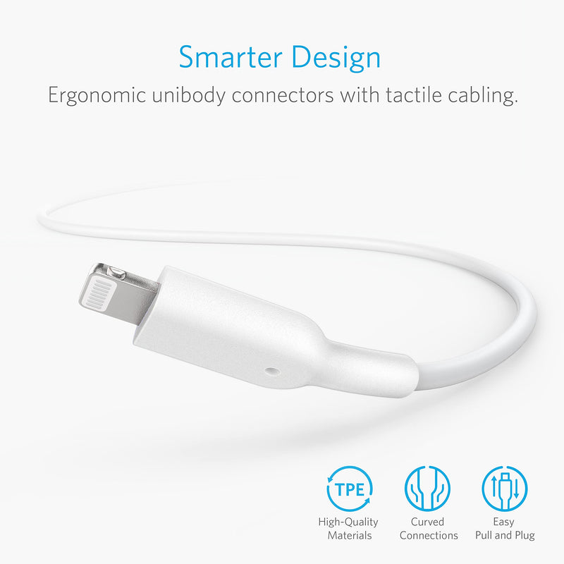 Anker iPhone Charger Cable, Powerline II Lightning Cable (10ft), Durable Cable, MFi Certified for iPhone X / 8/8 Plus /7/7 Plus / 6/6 Plus / 5s (White), iPad 8, and More White