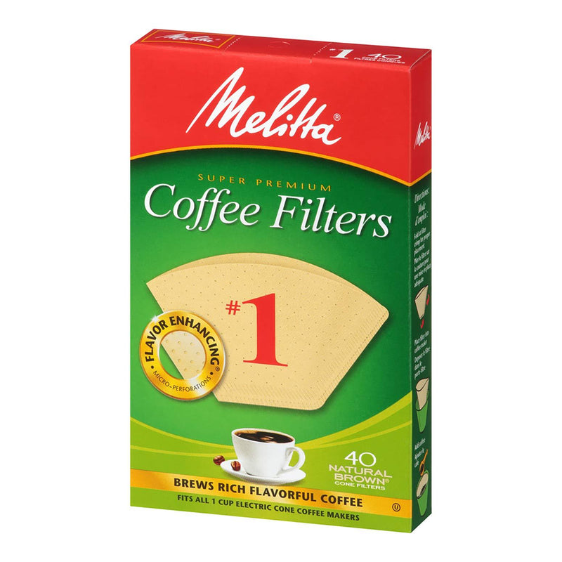 Melitta #1 Cone Coffee Filters, Natural Brown, 40 Count (Pack of 12) 40 Count (Pack of 12)
