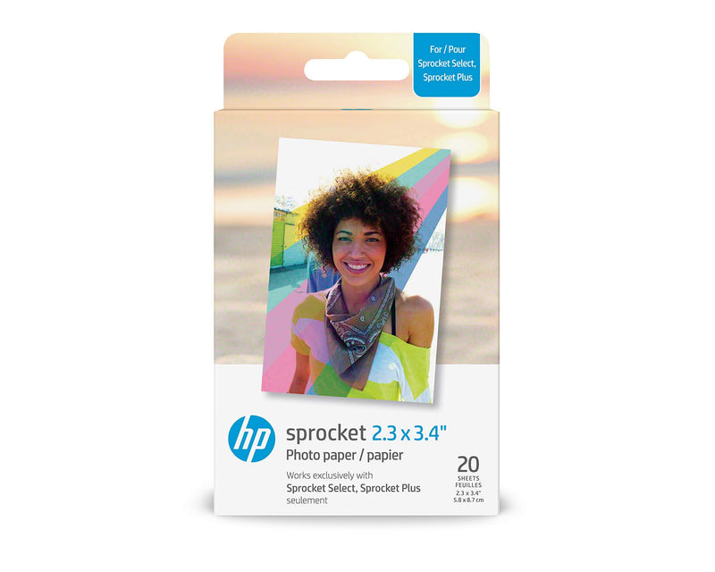 HP Sprocket 2.3 x 3.4" Premium Zink Sticky Back Photo Paper (20 Sheets) Compatible with HP Sprocket Select and Plus Printers. 20 Sheets Zink Paper