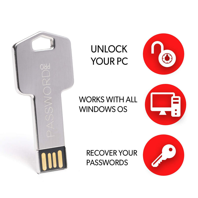 Password Reset Key Pro Next Generation - USB 3.0 Key Works w/ Windows 98, 2000, XP, Vista, 7, & 10 - Fast Access No Internet Connection Needed - Reset Lost Passwords on Windows Based PC & Laptop