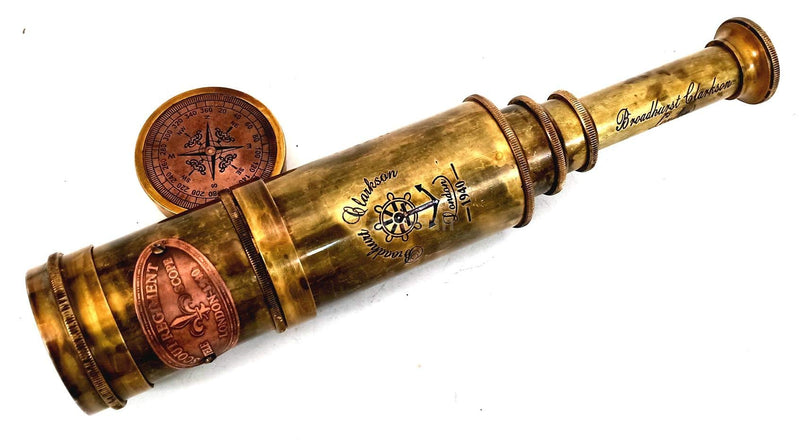 Scout Regiment Brass Telescope 19" London 1940 Broadhurt Clarkson Antique Replica Spyglass Scope High Resolution DF Lens Brilliant Magnification