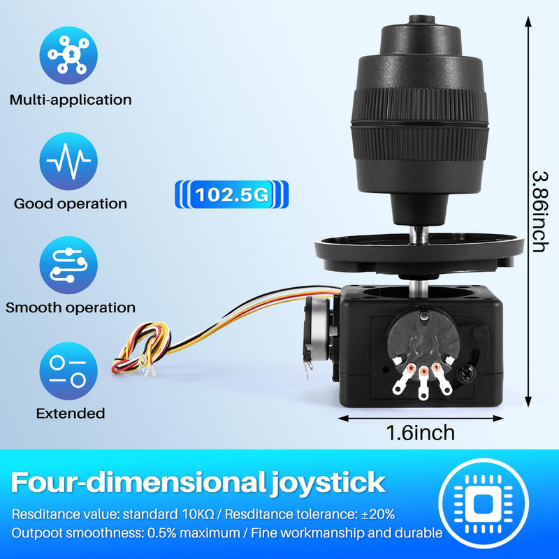 Fayrimi 4-Axis Joystick Potentiometer Button Control for -D400X-R4 10K 4D Sealed Rocker Potentiometer, Black
