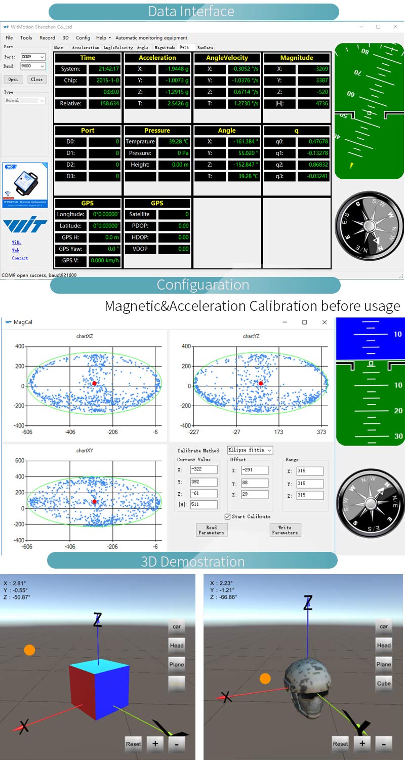 ã€WT901C-232 9-Axis Vibration Inclinometerã€‘High-Stability Acceleration+Gyro+Angle (XY 0.05Â° Accuracy)+Digital Compass, Triaxial MPU9250 Gyroscope Sensorã€Kalman Filteringã€‘for Arduino, Raspberry Pi