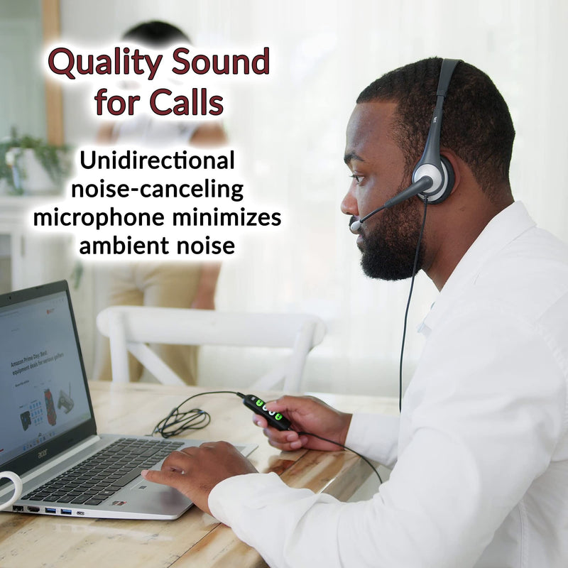Cyber Acoustics Mono Wired Headset (AC-104USB) – Quality Sound for Calls, USB or 3.5mm Connection, USB Control Module, Perfect for Call Center, Classroom or Home USB Mono Headset
