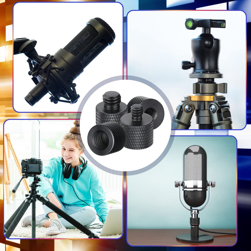 8 Pack Microphone Adapter 1/4 Male to 3/8 Female and 3/8 Male to 1/4 Female Camera Screw Adapter for Camera Tripod Stand Microphone Stand Mic Mount (Black) Black