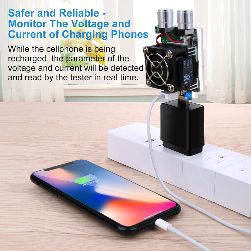 USB Power Meter, Eversame 35W Adjustable Constant Current Electronic USB Load Tester Power Discharge Resistor With QC2.0/3.0 Trigger–For Testing Chargers And Cables/The Capacity of Power Bank