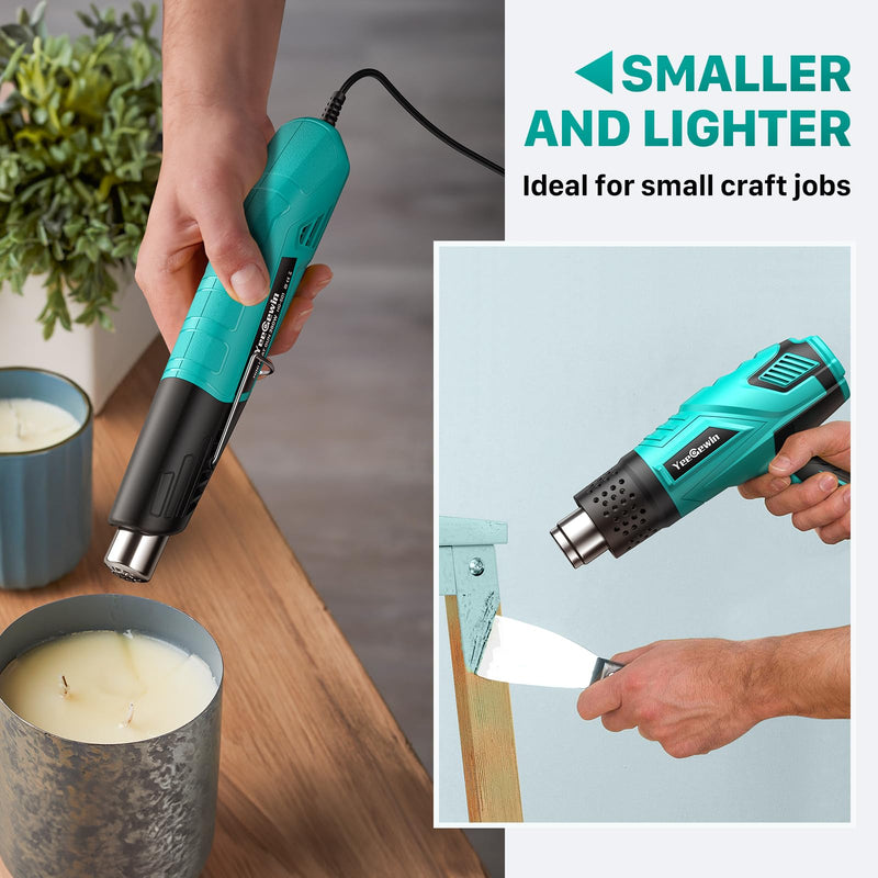 Yeegewin Mini Heat Gun, Handheld Hot Air Gun with 2 Temperature Settings 249°C-455°C, Quick Heating Hot Air Gun with Overload Protection, Stainless Steel Nozzle for Crafts, Shrink Film 1
