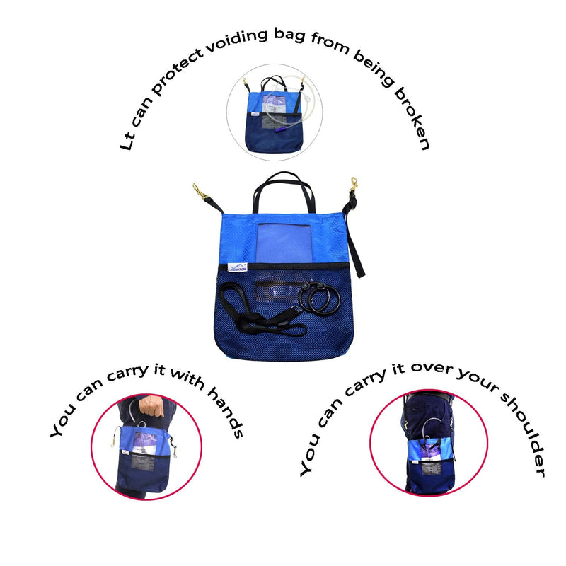 JISUNZON Urine Drainage Bag Holder - Privacy Covers for Wheelchairs, Bed Rails, Scooters - Conceals Catheter Line, Small Pocket - Durable Hooks, (Blue) Blue