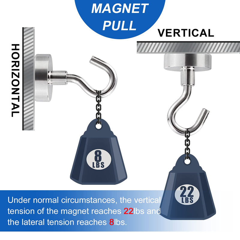 LOVIMAG Neodymium Strong Magnetic Hooks,22Lbs Rare Earth Magnets Heavy Duty with Hook for Refrigerator,Ceiling Magnets for Hanging,Cruise,Curtain and Kitchen etc- 45 Pack