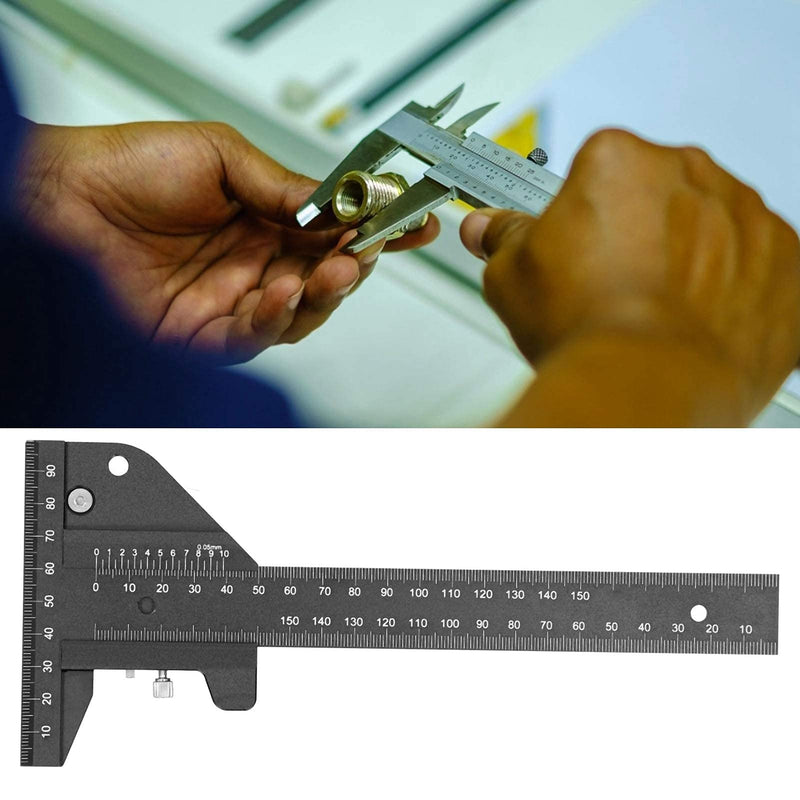 Fafeicy 0~210mm T-type ruler with 0.05mm accuracy, aluminum alloy multifunctional wooden ruler, with two vertical end scales, for multifunctional line drawing and measurement