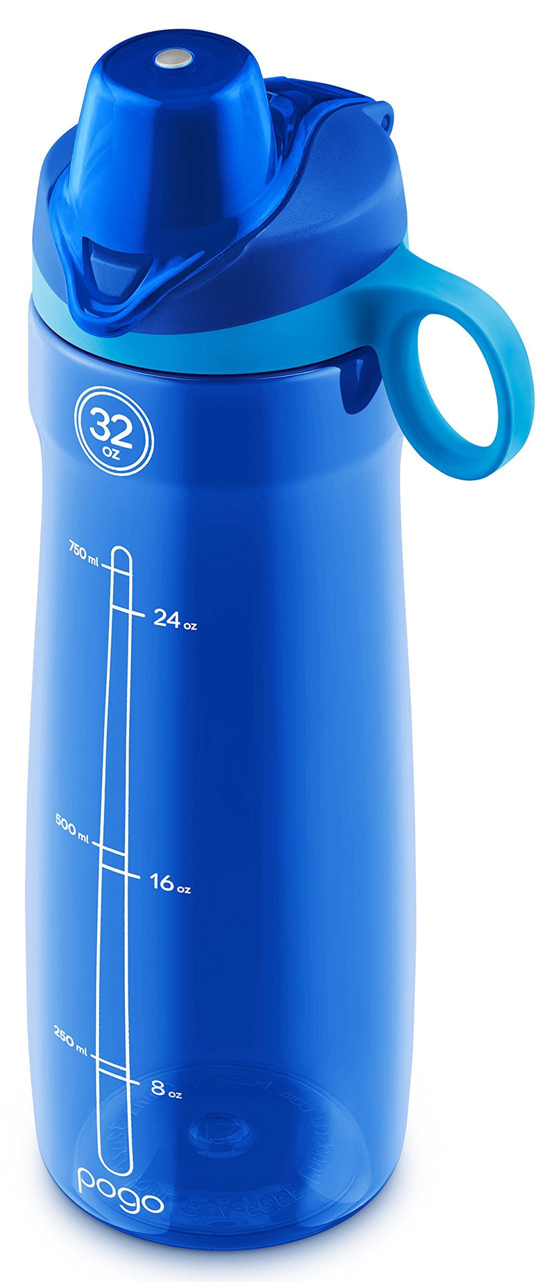 Pogo BPA-Free Plastic Water Bottle with Chug Lid 32 Oz Blue
