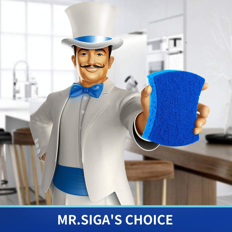 MR.SIGA Non-Scratch Cellulose Scrub Sponge, Dual-Sided Dishwashing Sponge for Kitchen, 12 Pack Non Scratch - 12 Pack