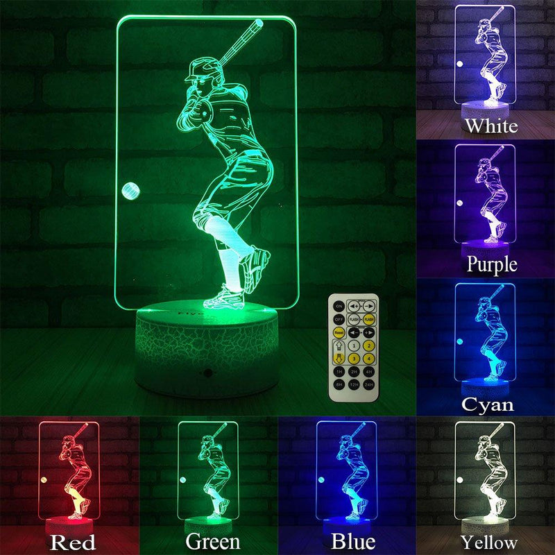FlyonSea Baseball Light,Baseball Gifts Bedside Lamp 7 Colors Change + Remote Control with Timer Kids Night Light Optical Illusion Lamps for Boys Gift Ideas for Boys or Kids