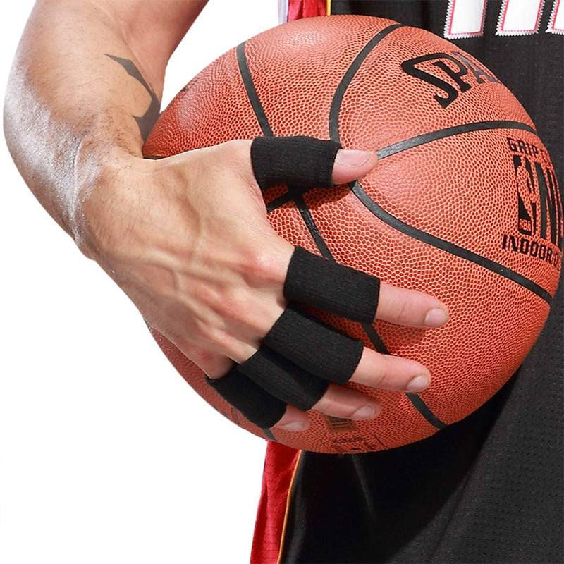 10 Pieces Finger Sleeves for Basketball Player, Thumb Braces Support Elastic Compression Protector Braces for Basketball, Volleyball, Tennis, Badminton, Relieving Pain, Arthritis, Trigger Finger Black