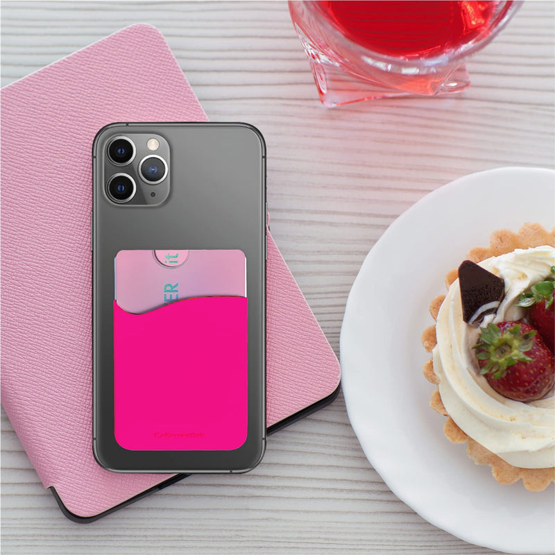 USA Merchant | Cellessentials Card Holder for Back of Phone - Silicone Stick on Cell Phone Wallet for Credit Card, ID, Business Card - iPhone, Android and Most Smartphones - 3 Pack (Black,Pink,Grey) Black, Grey & Pink