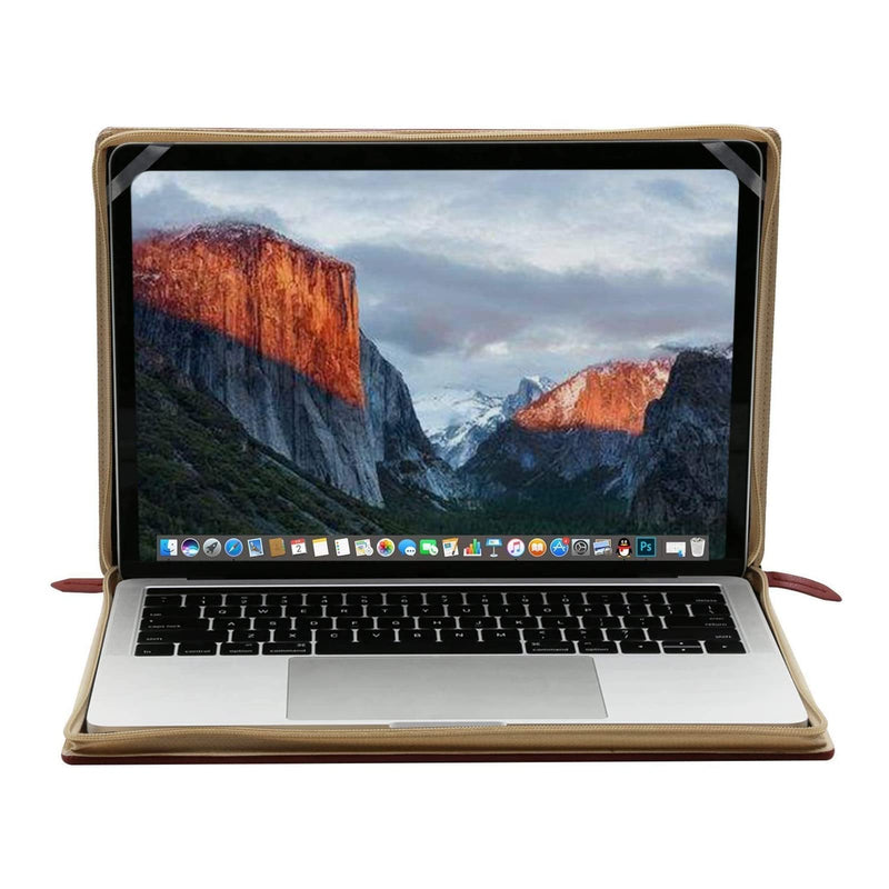 MOSISO Laptop Sleeve Compatible with MacBook Air 13 inch Case A2337 M1 A2179 A1932 2021-2018 / Pro 13 inch A2338 M1 A2251 A2289 A2159 A1989 A1706 A1708, PU Leather Vintage Book Folio Cover, Wine Red