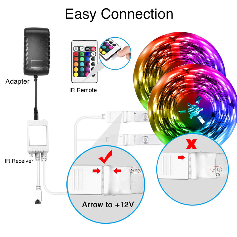 DAYBETTER Led Strip Lights 100ft (2 Rolls of 50ft) Smart Light Strips with App Control Remote, 5050 RGB Led Lights for Bedroom, Music Sync Color Changing Lights for Room Party Multicolor 100.0 Feet