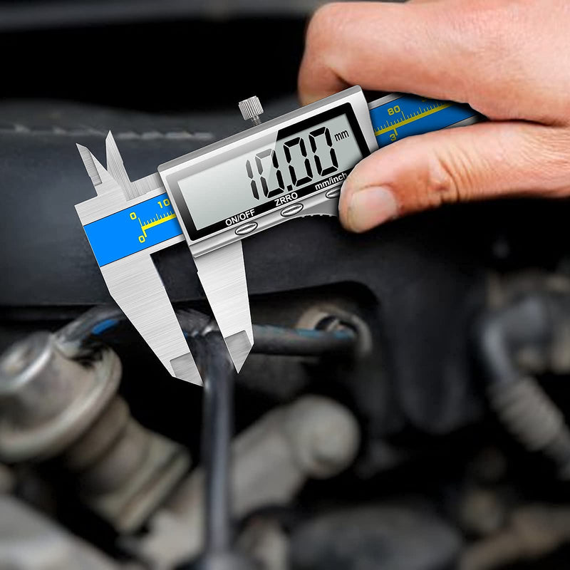 Digital caliper industrial quality Orthland caliper digital caliper 150 mm with large LCD precision caliper gauge depth gauge stainless steel analog IP54 waterproof for indoor outdoor steps brass blue