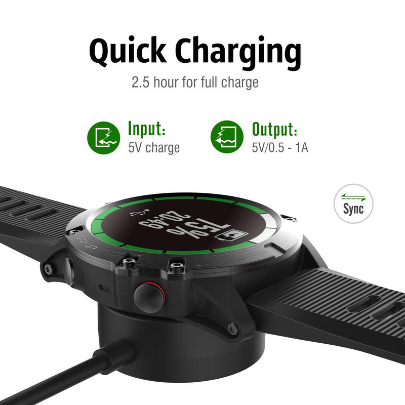 Charger Compatible with Garmin Fenix 6/6S/6X, Fenix 5/5S/5X Charger Charging Stand, Charging Dock Station Cradle Holder Accessory with 1m USB Cable for Vivoactive 3 Vivoactive 4 Smartwatch 1PacK.