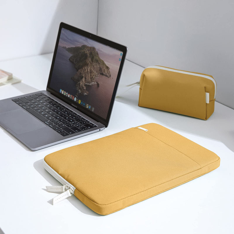 tomtoc Lady Laptop Sleeve for 13-inch MacBook Air M1/A2337 2018-2021, MacBook Pro M1/A2338 2016-2021, 12.9 iPad Pro 5th/4th/3rd Gen, 12.3 Surface Pro, Protective Case with Organized Accessory Pouch Maize Yellow