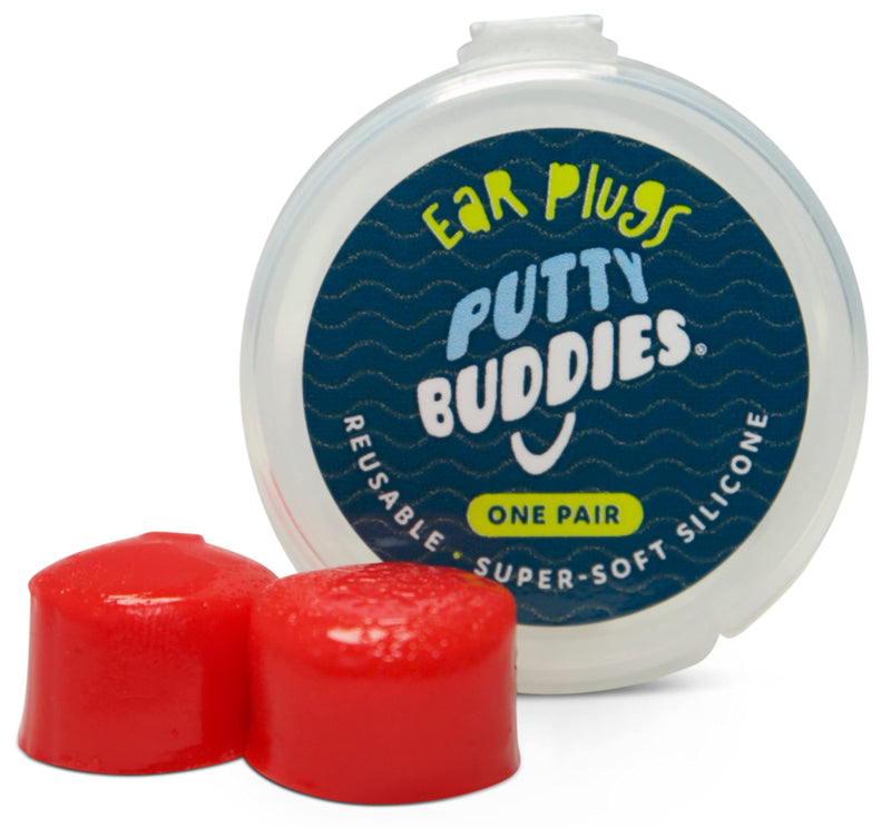 Putty Buddies Ear Plugs 10-Pair Pack - Soft Silicone Ear Plugs for Swimming & Bathing - Invented by ENT Physician - Block Water - Premium Swimming Earplugs - Doctor Recommended Blue/Red/Teal