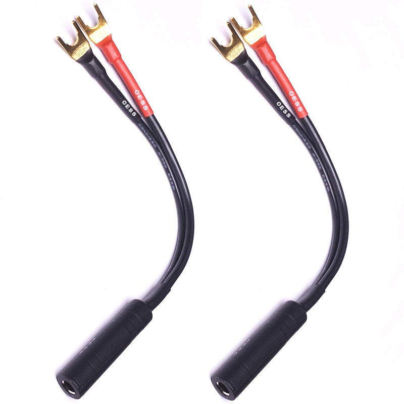CESS-002L Barrier Spade Fork to 1/4 Inch TS Speaker Cable Adapter (Large Spade) Large Spade