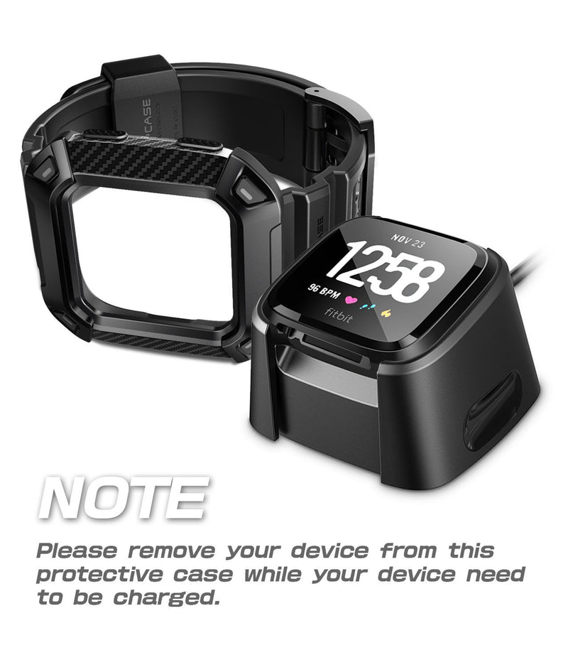 SUPCASE Watch Bands for Fitbit Versa & Fitbit Versa Lite, [Unicorn Beetle Pro] Protective Replacement Wristband Case Band for Fitbit Versa (Black)