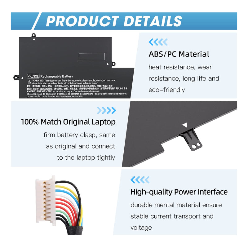 PK03XL Laptop Replacement 789116-005 788237-2C3 Battery for HP Spectre X360 13-4003DX 13-4002DX 13-4103DX 13-4101DX 13-4102DX 13-4116DX 13-4193DX 13T-4000 13-4005DX for Envy X360 13-Y0XX 13-Y023CL