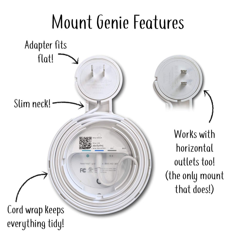 Google WiFi Outlet Holder Mount: [New 2020 – Present Version – Round Plug] The Simplest Wall Mount Holder Stand Bracket for Google WiFi Routers and Beacons - No Messy Screws! (2-Pack) White (2-pack)