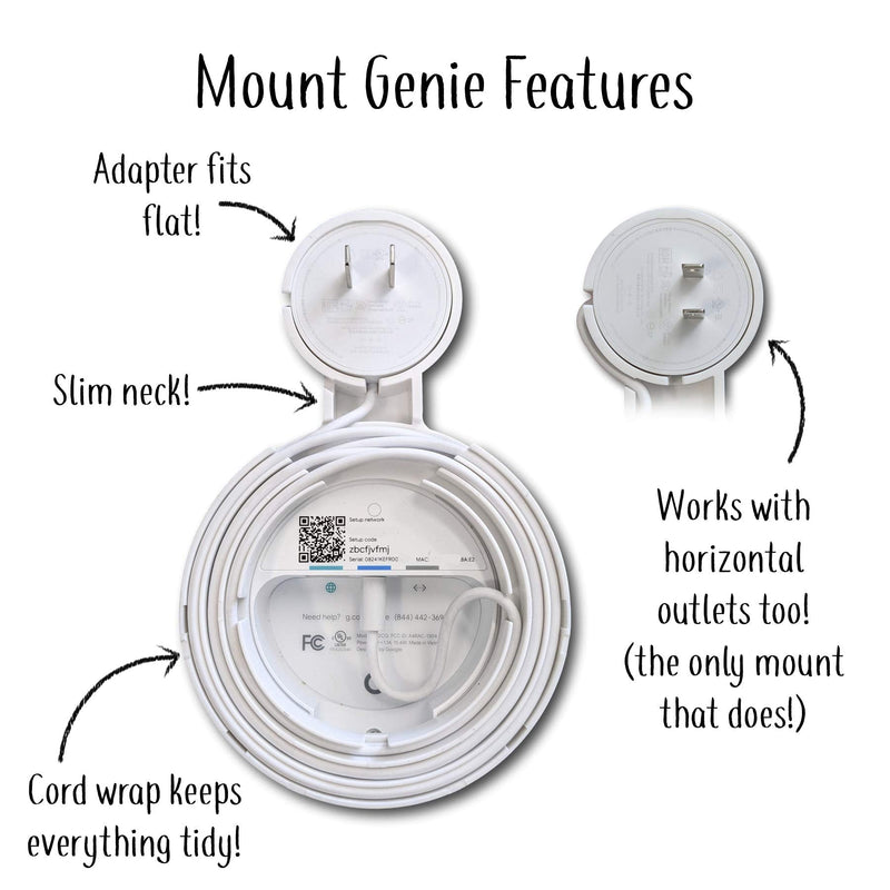 Google WiFi Outlet Holder Mount: [New 2020 â€“ Present Version â€“ Round Plug] The Simplest Wall Mount Holder Stand Bracket for Google WiFi Routers and Beacons - No Messy Screws! (1-Pack) White (1-Pack)